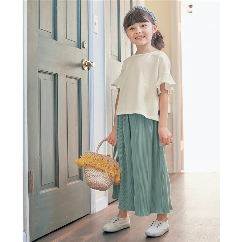 【ベルメゾン】 子供服 ジータ ガールズ カットソー プリーツ ワイド パンツ ◆140-150◆◇ 子ども 子供 キッズ キッズ服 服 ボトム パンツ ロング パンツ ロング ◇ 小学校 小学生 通学 通園 保育園 幼稚園 着 通学 制服 入園 入学 女の子 22SS