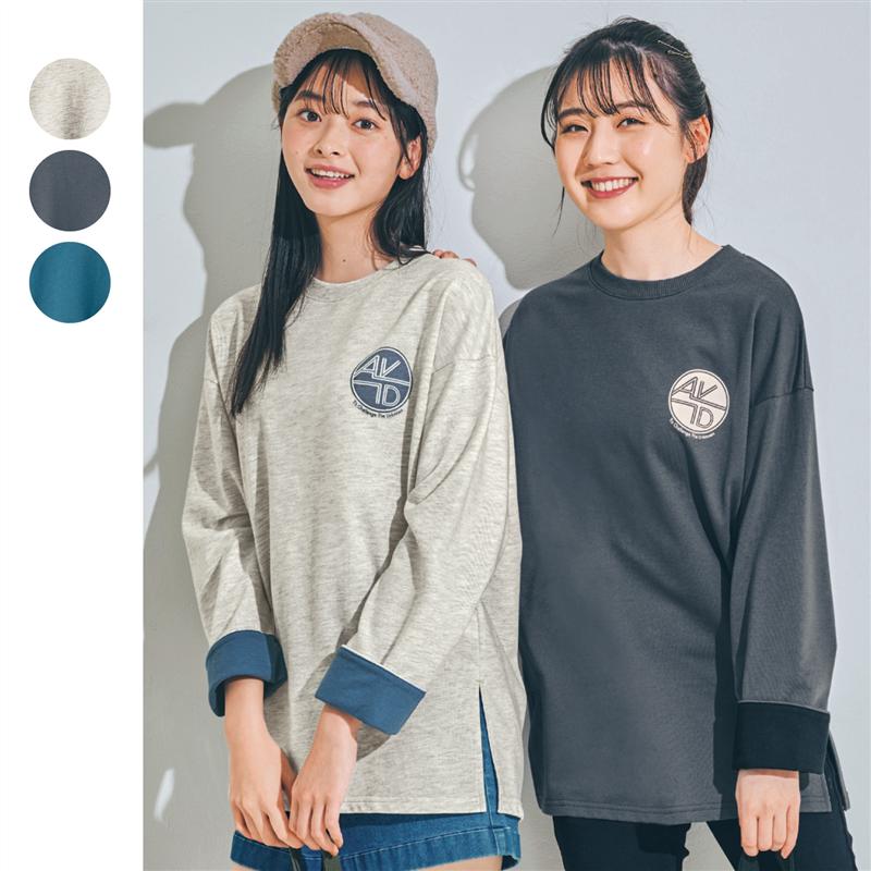 べルメゾン プチプラ！ ミニ裏毛 袖裏配色 2WAY サイドスリット ルーズチュニック ◆ 135〜165 ◆ ◇ 女の..