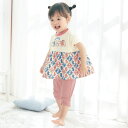 \ SWIMMER コラボ/ ベビー服 フレンチスリーブ Tシャツ ◆ 80-100 ◆「 オフホワイト×ピンク系総柄 」◇ 女の子 春 夏 秋 ガールズ トッ...