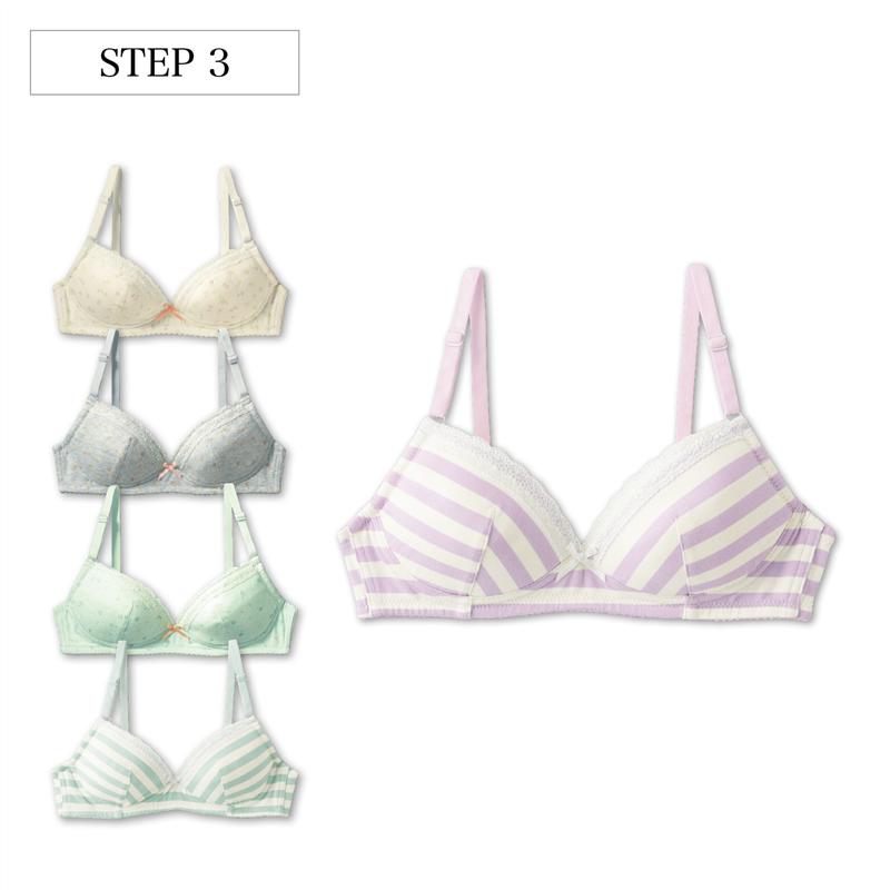 ベルメゾン ガールズ バストをやさしく包む 綿混 ノンワイヤー ブラ 新色 ◆ A65-C75 ◆ ◇ ファーストブラ ジュニアブラ 子ども 子供 インナー キッズ 女の子 女児 肌着 下着 ブラジャー 通学 おしゃれ かわいい 可愛い