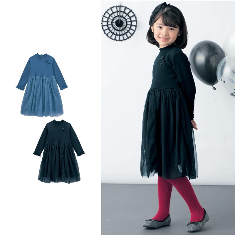 【10％OFF★12/3 10:00-12/11 9:59】リボン付き ふんわり チュール ワンピー ...