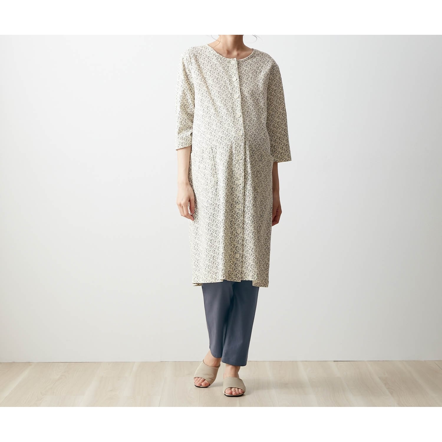 【ポイント10倍! 4/17 09:59迄】＼ レイカズン コラボ／ 産前 産後 兼用 七分袖 ロング丈 トップス ＆ レギンス セット パジャマ レッド系 ◆ M L ◆◇ マタニティ 妊婦 妊娠 授乳服 授乳 マタニティパジャマ ボトム おしゃれ 可愛い 花柄 かわいい ベルメゾン