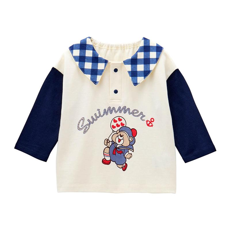 【10％OFF★11/15 0:00-11/27 9:59】【楽天1位・SWIMMER コラボ】 襟付き 長袖 Tシャツ ◆ 80-120 ◆ ◇ 春 秋 男の子 女の子 ベビー ベビー服 トップス 長袖Tシャツ カットソー 服 おしゃれ 可愛い かわいい ベルメゾン 3
