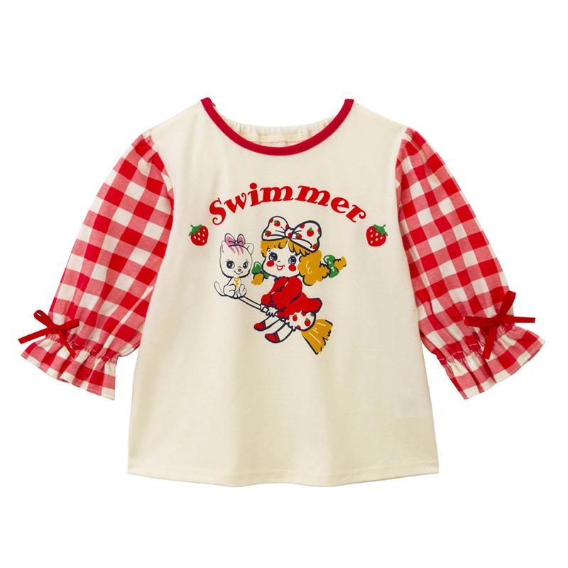 【10％OFF★11/19 10:00-11/27 9:59】【SWIMMER コラボ】 キャンディスリーブ 長袖Tシャツ ◆ 80 90 100 110 120 ◆ ◇ ベビー トップス Tシャツ ベビーTシャツ カットソー 服 長袖 キッズ KIDS おしゃれ 可愛い かわいい 女児 女の子 ガーリー レトロ ベルメゾン 3