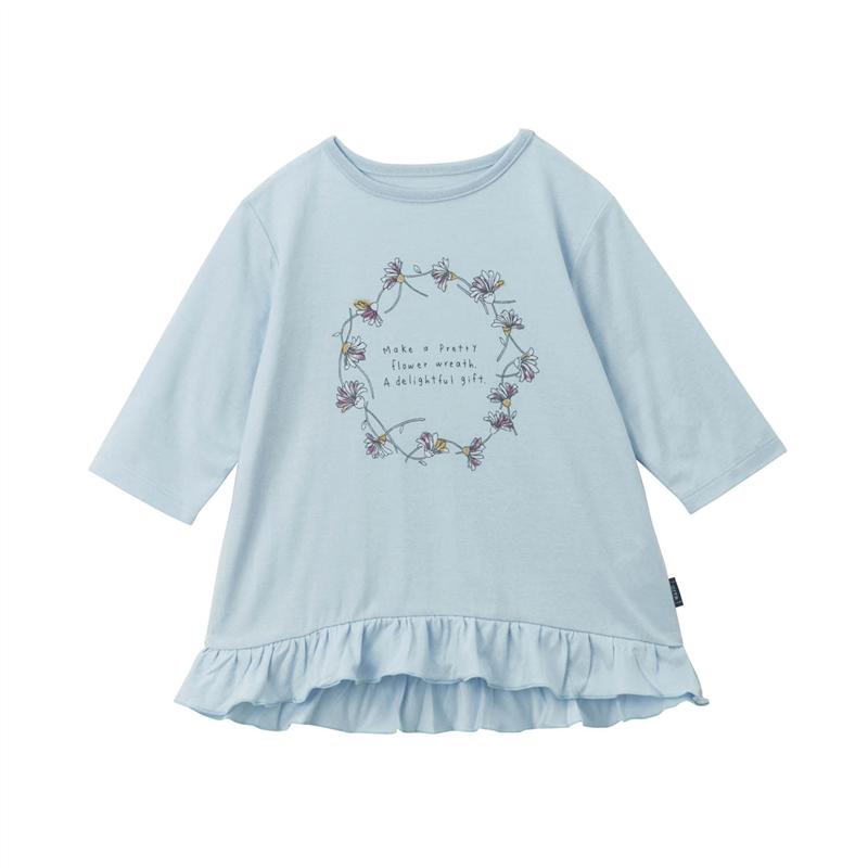 【ベルメゾン】 子供服 ジータ GITA 裾フリル ガールズ プリント 七分袖 Tシャツ ◆ 140 150 ◆ ◇ 子ども 子供 キッズ KIDS 子ども服 キッズ服 服 トップス Tシャツ カットソー 通園 通学 小学校 保育園 3