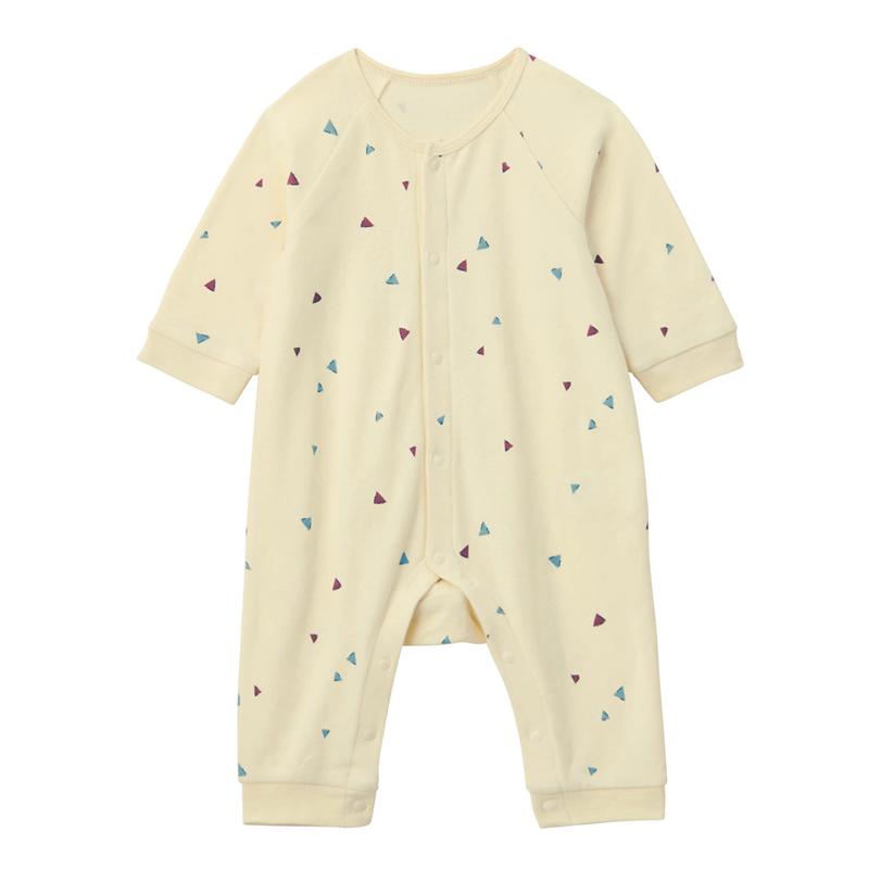 【15%OFF！11/14(火)12:00-11/27(月)11:59】【ベルメゾン】 ベビー服 シンプル 総柄 前開き カエルロンパース 「新色：アイボリー」 ◆ 60 70 80 ◆ ◇ ベビー ベビー服 カバーオール ショートオール つなぎ 脚カエル型 ロンパースのサムネイル