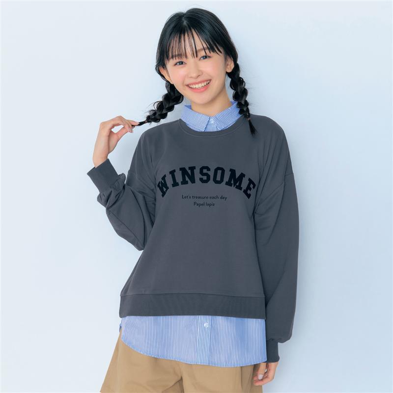  シャツ レイヤード風 プルオーバー ◆ 135-165 ◆ ◇ 子ども 子供 キッズ KIDS 子ども服 キッズ服 服 トップス プルオーバー パペル ラピス Papel lapiz ◇