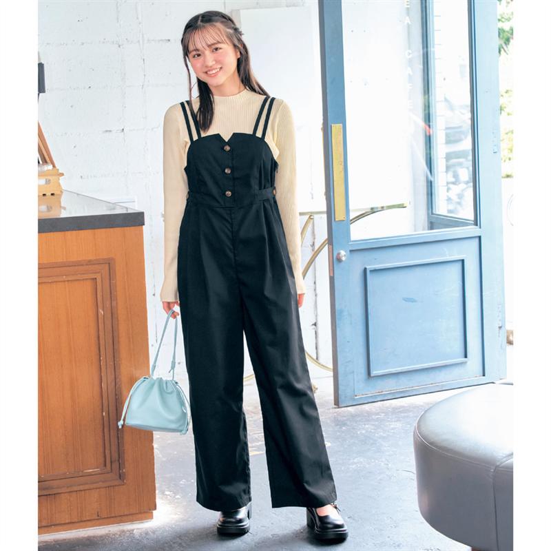 フロントボタン ゆる サロペット ◆ 135～165 ◆ ◇ ジュニア ティーン 子ども 子供 キッズ KIDS 子ども服..