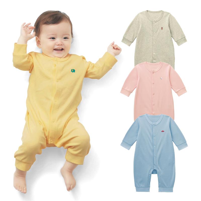 【ベルメゾン】 ワンポイント 前開き カバーオール パジャマ ◆ 70 80 90 ◆ ◇ ベビー ベビー服 カバーオール ショートオール ロンパース つなぎ ◇のサムネイル