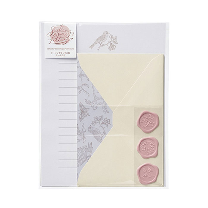 レターセット シーリングワックスレター 博物画【レ-SW8】封筒3枚・便箋6枚・シール3枚 お手紙セット letterset 立体感のあるシーリングワックス風の...