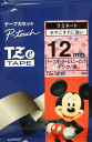 【ミッキー＆ミニーピンクラベル 12mm 黒文字】 ピータッチ用ディズニーテ－プ TZe-DP31 テープカセット Mickey&Minnie ブラザー broth..