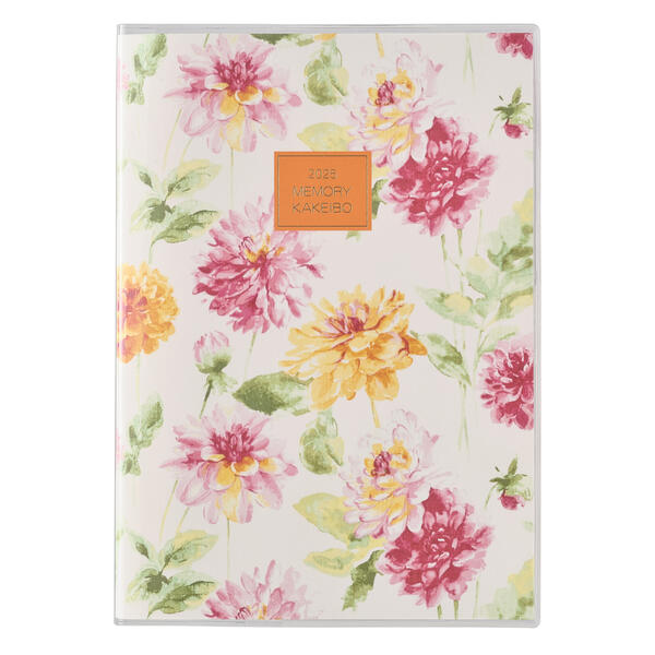 2025年版 B5 ペイジェムメモリー家計簿・手帳 ローラ アシュレイ ダリアパレード【7703】本体サイズ265×188mm 月曜始まり 2025年1月始まり しおり2本付き ペンホルダー付き　JMAM　能率手帳　日本能率協会マネージメントセンター 【メール便対応可能】
