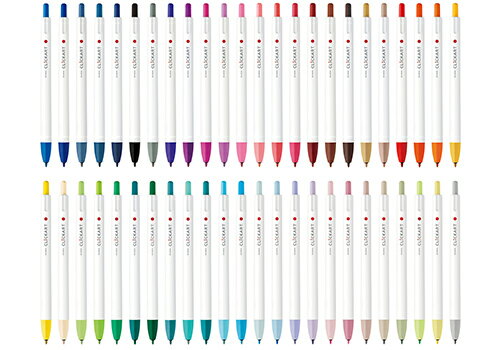 ノック式水性カラーペン 全48色セットケースなし WYSS22-48color ゼブラ zebra CLICKART クリッカート シングルタイプ 2022年6月追加になったやさしくペールな色合い12色を含んだクリッカート全48色セット 0.6mm 水性染料