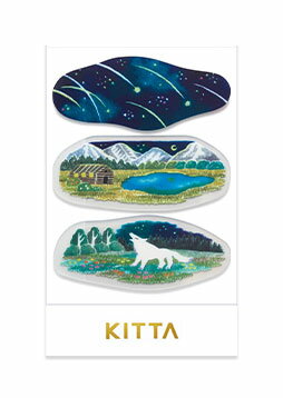KITTA Clear キッタクリア KITT015 ヨゾラ フィルム素材の透明テープ ちいさく持てる持ち歩きに便利なマスキングテープ キングジム KING テープサイズ H21×W50mm 1冊：21枚入(7枚×3柄)