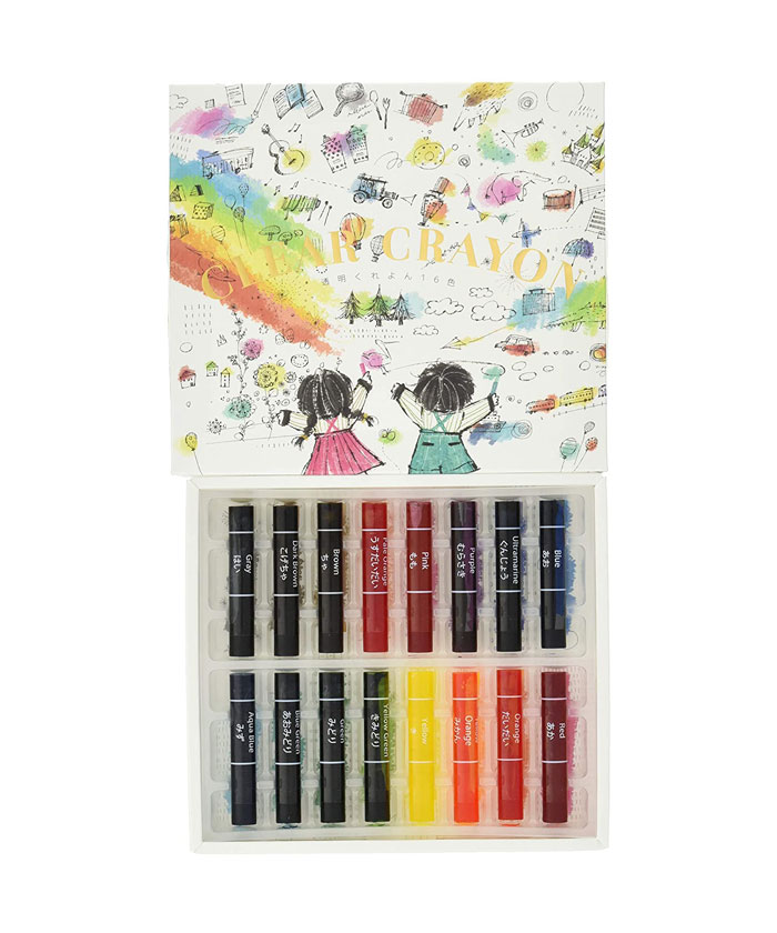 透明くれよん 16色セット【KE-AC28】 オイルゲルクレヨン(あか・だいだい・みかん・き・きみどり・みどり・あおみどり・みず・あお・ぐんじょう・むらさき・も...