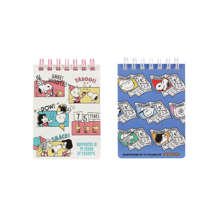 スヌーピー ミニリングメモ【ES562A・ES562B】中紙50枚、5mm方眼 全2柄 本体サイズ:H110×W74×D12mm 日本製 MADE IN JAP...