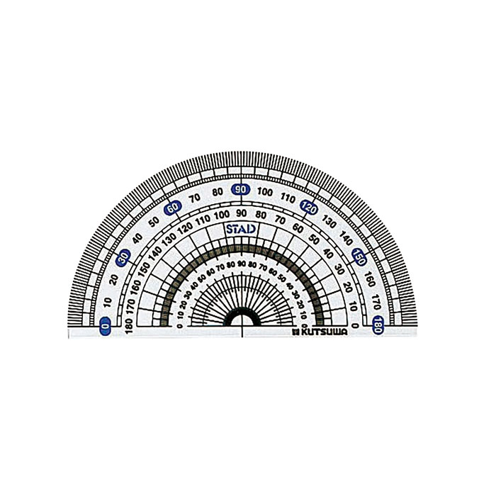 メタクリル分度器 9cm【HPP090】右利き、左利き両対応目盛り 名前シール付 ベルマーク連動参加商品 学校文具 クツワ KUTSUWA【メール便対応可能】