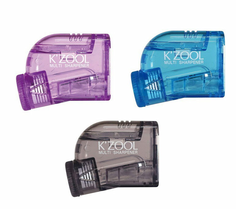 クツワ 透明鉛筆削りケズール【RS035】全3色:RS035PUパープル/RS035BLブルー/RS035BKブラック ハンディ鉛筆削り 手動鉛筆削り 携帯用え...