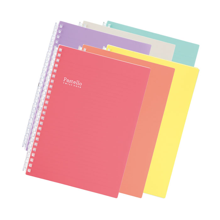 Pastello パステロツイストノート 30枚 A5タテ型 S型【N-1958】24穴 6mm 29行 専用リーフ30枚付属 全6色 ルージュ・レッド・イエロ...