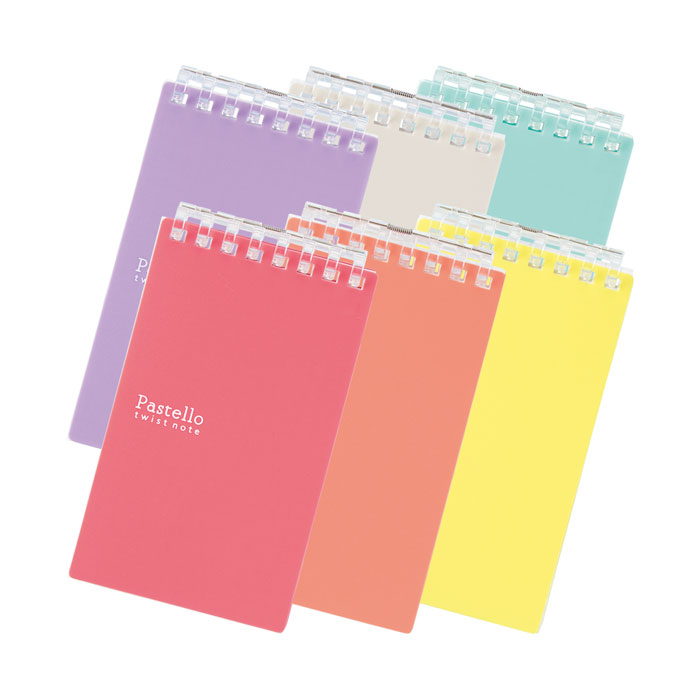 Pastello ツイストノート メモサイズ 5mm方眼罫【N-1961】8穴 専用リーフ40枚付属 全6色 ルージュ・レッド・イエロー・パープル・ベージュ・ラ...