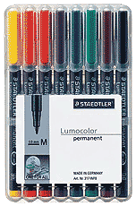 ステッドラー ルモカラーペン 細書きM(線幅0.8〜1.0mm)油性ペン8色セット 317WP8 イエロー、レッド、ブルー、オレンジ、グリーン、バイオレット、ブ...