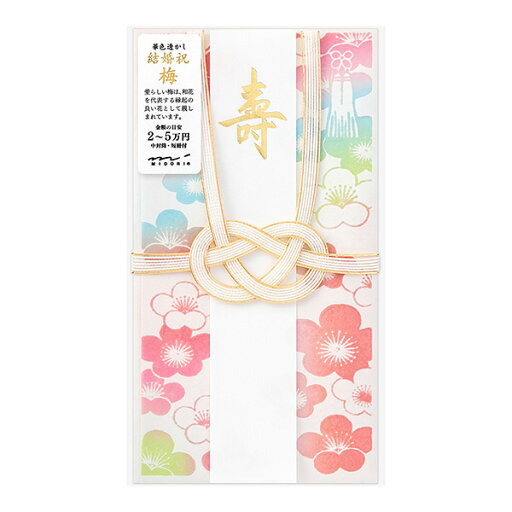 ご祝儀袋 結婚祝 金封484 華色透かし 梅柄【25484006】1枚入(中袋付)表書きと包み方解説付 短冊〔寿、御結婚御祝、無地:各1枚〕金額目安:2万~5万円 水引・あわじ結び/御祝儀袋/MIDORI/ミドリ ご祝儀袋 結婚祝 金封484 華色透かし 梅柄【25484006】1枚入(中袋付)表書きと包み方解説付 短冊〔寿、御結婚御祝、無地:各1枚〕金額目安:2万~5万円 水引・あわじ結び/御祝儀袋/MIDORI/ミドリ