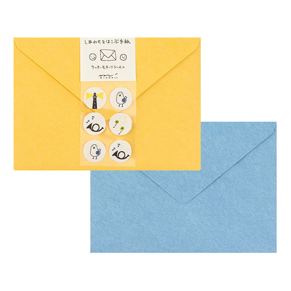 封筒 しあわせ 青い鳥柄【20466006】6枚入り(2色×3枚) シール付 株式会社デザインフィル ミドリカンパニー