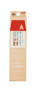hahatoco(ははとこ) かきかた鉛筆 六角軸 12本(12pencils) 軸デザイン:リス&家 紙箱 uni 【名入れ不可】 K5610 三菱鉛筆 5610 6角 HT01 赤