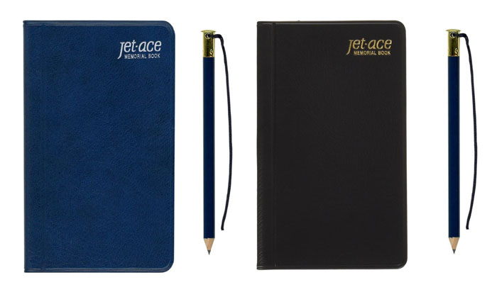 ジェットエース 鉛筆付 手帳(中)Mサイズ 全2色(紺 A1146/黒 A1156)サイズ:112×61mm 横罫5mm×18行 メモ帳 手帳メモ 小さなメモ ...