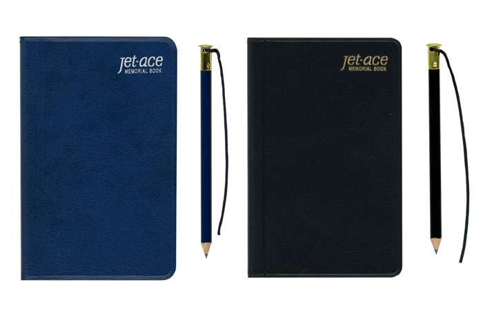 ジェットエース 鉛筆付 手帳(大)Lサイズ 全2色(紺 A1147/黒 A1157)サイズ:130×77mm 横罫5mm×21行 メモ帳 手帳メモ 小さなメモ ...