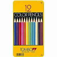 缶入色鉛筆12色セット　CB-NQ12C　トンボ　TOMBOW　丸軸　TOMBOW　鮮やかな発色、優れた定着性、滑らかな書き心地の高品質色芯　【メール便対応可能5個まで】