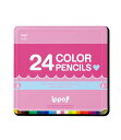 トンボ ippo! スライド缶入色鉛筆 24色【CL-RPW0424C】プレーン Pink イッポ 24COLOR PENCILS Tombow スライド式缶入色鉛筆 ※名入れは行っておりません※ 【 2個までメール便対応可能 】