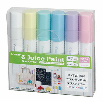 パイロット/PILOT　ジュースペイント中字パステルカラー6色セット（プラスチックケース入り） ＜水性マーカー＞　JuicePaint　中字丸芯　筆記線1.4mm　キャップ式　SJP120MN6CP