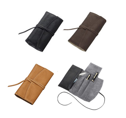 ペンサンブルPensemble ロールファスナーペンケース 3本差【PSRF3-01】全3色 ファスナーポケット付き/革紐巻き留め/クリップ同士の接触などを防ぐ...
