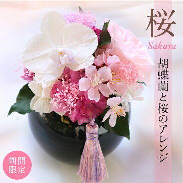 プリザーブドフラワー #胡蝶蘭と桜のアレンジ (さくら) arg 送料無料 花 ギフト 誕生日 歓送迎 入学 卒業 七五三 雛祭り 敬老 4月 春 ★ 仏花 仏壇用 仏壇花 お悔やみ お盆 新盆 初盆 お彼岸 志 一対 可能 ケース入り オーダー可能 【出荷:3営業日】