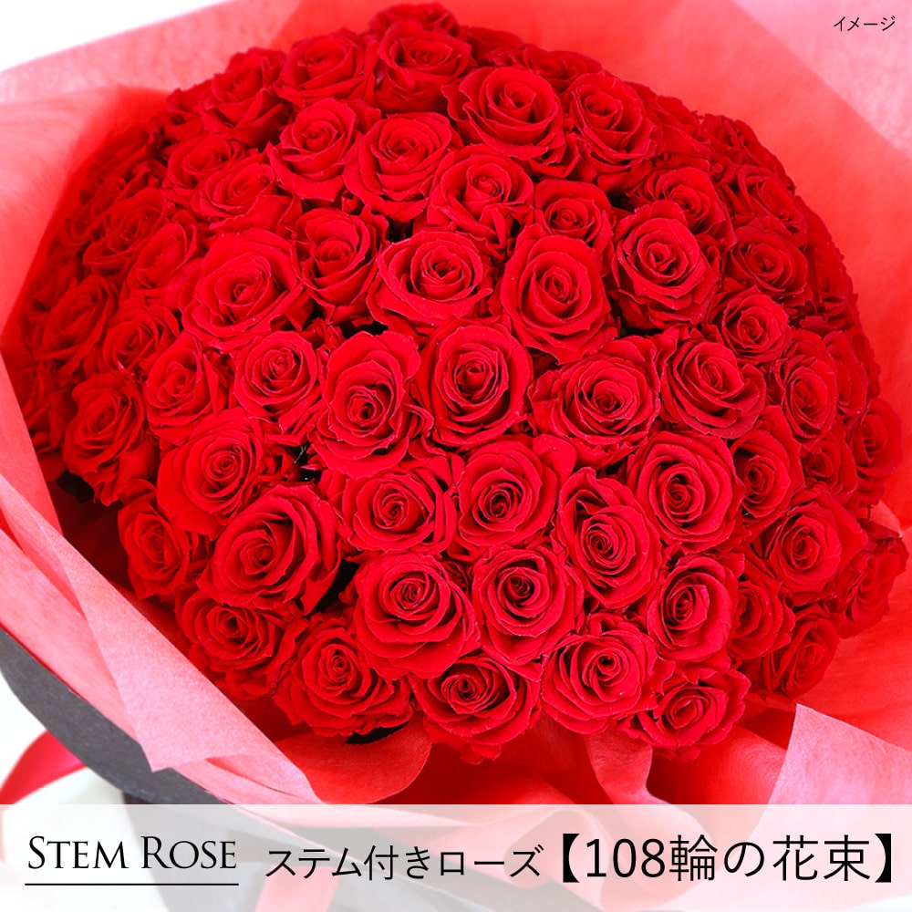 プリザーブドフラワー ギフト バラ 誕生日 花 プロポーズ 薔薇 花束 赤 還暦 記念日 プレゼント ブーケ サプライズ お祝い 結婚 バラの花束 108本 なでしこJAPANにカズが贈ったバラ 出荷15営業日 #ステム付きローズ【108輪の花束】