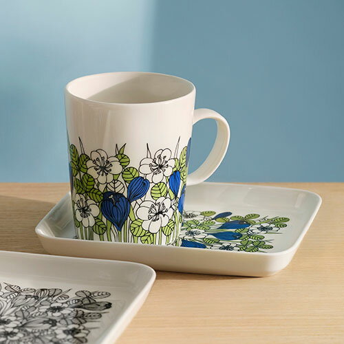 アラビア　クロッカス　プレート 15x19cm　グリーン