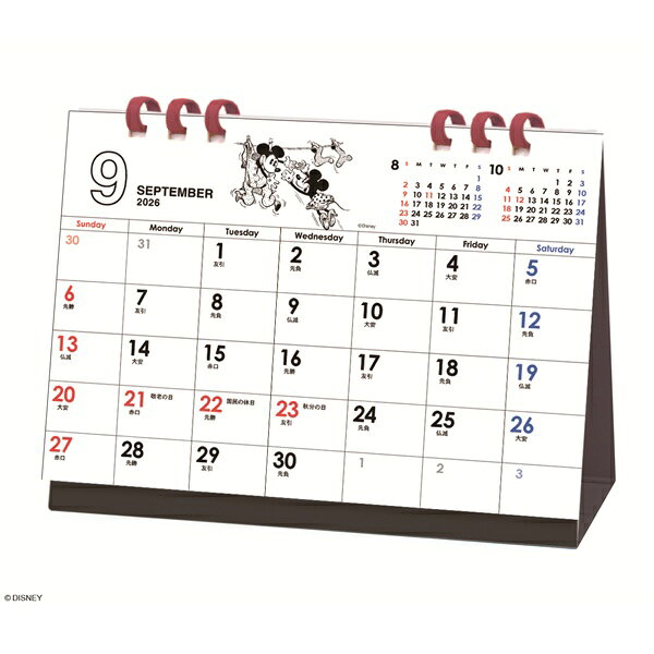 【メール便対応商品】2027年　卓上カレンダー　ミッキー ヴィンテージ（卓上・エコタイプ）194 / 9月始まり ペーパーリング仕様