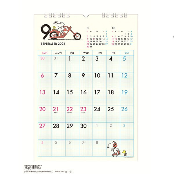 【定形外郵便対応商品】2027年 壁掛け カレンダー PEANUTS（A3 エコタイプ ）198　/ 9月始まり スヌーピー