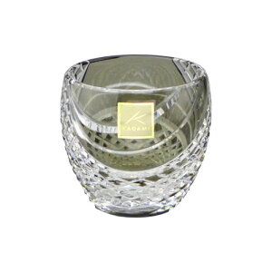 カガミクリスタル　冷酒グラス　江戸切子(魚子流し 紋)　懐石杯　黒