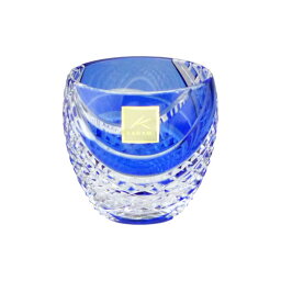カガミクリスタル 切子グラス カガミクリスタル　冷酒杯　江戸切子(魚子流し 紋)　青