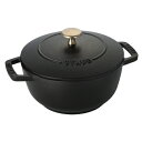 鋳物ホーロー鍋 ストウブ　staub　Wa-NABE　18cm　Mサイズ　ブラック