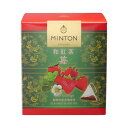 ギフト対応 MINTON TEA BAGS ICHIGO名　称紅茶内容量20g(2.0g×10袋)原材料紅茶、香料原産国日本(静岡県)製造販売元共栄製茶株式会社商品説明苺の甘いアロマにやや発酵の浅い静岡県産茶葉を使用し、苦味、渋味の少ないスッキリとした後味に仕上げました。甘い香りはスイーツとも好相性です。パッケージには日本の伝統色 「唐紅花（からくれない）」を使用しています。[ミントン紅茶 TOP]一緒におすすめ 味わい豊かな紅茶WEDGWOOD紅茶マリアージュフレール紅茶ロイヤルコペンハーゲン紅茶ミントン　和紅茶　苺（いちご）苺（いちご）＜静岡県産茶葉使用＞苺の甘いアロマにやや発酵の浅い静岡県産茶葉を使用し、苦味、渋味の少ないスッキリとした後味に仕上げました。甘い香りはスイーツとも好相性です。