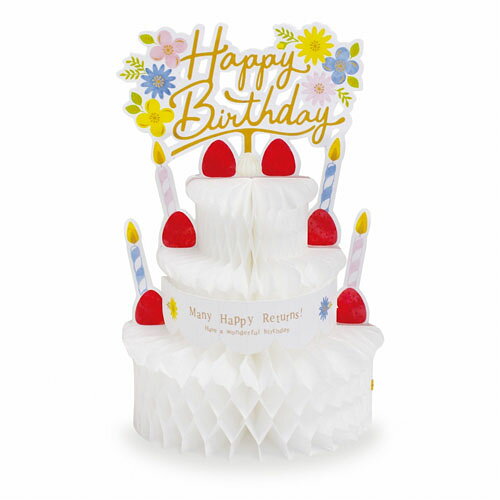生日, Party - ハニカムケーキ バースデーカード ラウンド 誕生日カード