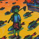 風鈴丸 額付き木版画 ひと休みの星 1997年