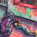 風鈴丸 額付き木版画 とおくとおくのゆめのなか 1994年