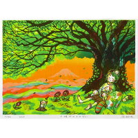 風鈴丸額付き木版画『夕焼けのメロディ』2013年制作【送料無料】