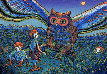 風鈴丸 額付き木版画 今宵もまた、この月の下 2001年
