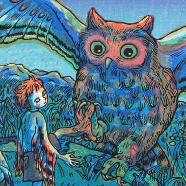 風鈴丸 額付き木版画 今宵もまた、この月の下 2001年