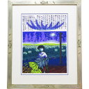 風鈴丸 額付き木版画 夏の夜に花摘みに 1992年